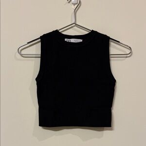 Zara Black Sleeveless Crop Top